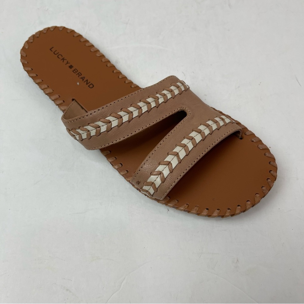 Lucky Brand Zanora Double Band Flat Braided Leather Sandals 8.5m